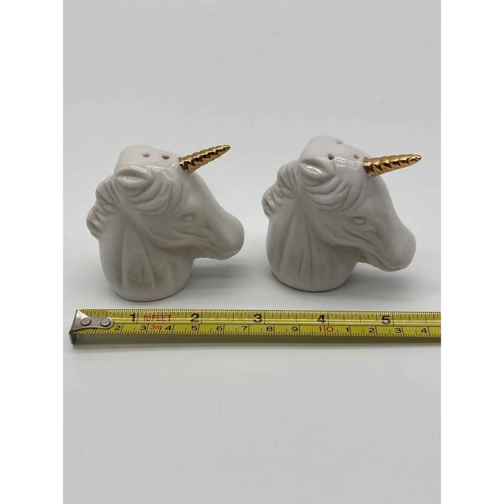 Vintage Giftcraft Ceramic Unicorn Head Salt & Pepper Shakers Gold Horn Toronto - Picture 10 of 10
